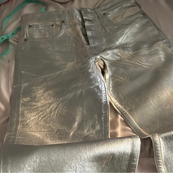 NWT ZARA METALLIC SILVER JEANS - Picture 8 of 14